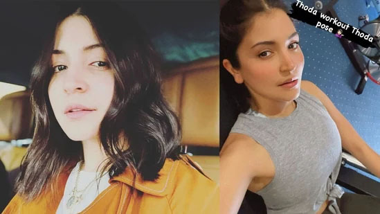 Anushka Sharma, in ‘thoda workout thoda pose’ mood, shares selfie from gym; munches on chips afterwards. See pics