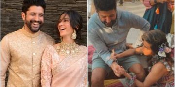 Farhan Akhtar smiles as Shibani Dandekar applies mehendi on his wrist in unseen pic from pre-wedding festivities