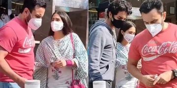 Saif Ali Khan begins week with outing with his elder kids Sara Ali Khan, Ibrahim Ali Khan. Fans praise their simplicity